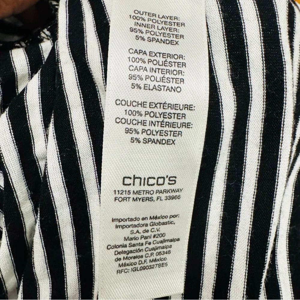 Chico's Blue and White Layered Blouse with Striped Design - Picture 4 of 5